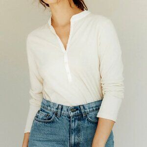 Imogene + Willie The Vintage Henley in White Medium
